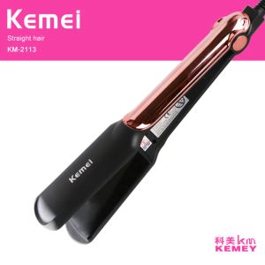 Irons Kemei Professional Hair Strainener Ceramic Flat Irons rätning av Iron Curling Corn Wave Board Negtive Jon Curler