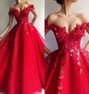 2022 Piękny arabski na ramię czerwone koronkowe suknie wieczorowe Aplikacje Frezowanie Plus Size Seksowna sukienka na imprezę Backless BC1458 B0417Q7399936