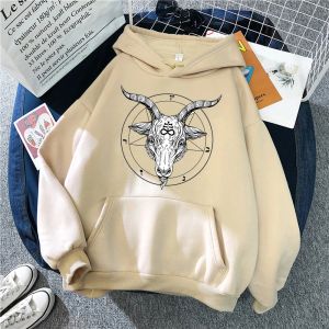 Sweatshirts Pentagramm Gothic okkult Satan Print Sweatshirts Frauen lässig Hoody Hip Hop Winter Streetwear Lose warme Kleidung Mode -Hoodies Hoodies