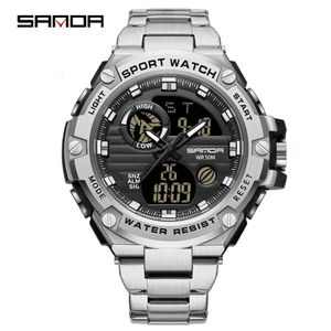 Sanda New Steel Band Multi Multi Electronic Electronic Allad Clock Clock Sports Watch Men's Watch