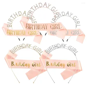 Hårtillbehör Födelsedag axelband Crown Set Rose Gold Letters Party Decoration Supplies 2st