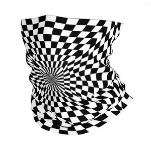 Bandanas 3D Vortex Illusion Bandana Neck Gaiter Windproof Face Scarf Cover Black And White Checkered Swirl Trap Headwear Tube Balaclava