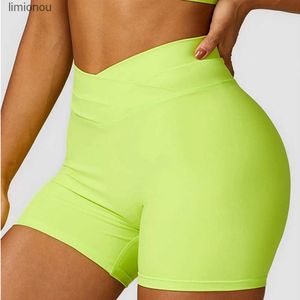 Kvinnors shorts Kvinnor Hög midja Scrunch Yoga Shorts Cross midjeficka Yoga Pants Comfort Fitness Gym Tights Squat Proof Naked Feel LeggingsC243128