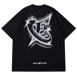 Projektant Tshirt High Street Fashion Etykieta Graffiti List Krótka koszulka do mężczyzn letni trend hip-hopowy luźne pary pół rękawy
