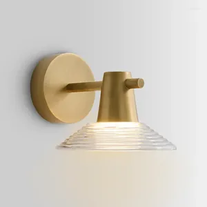 Lampa ścienna prosta włoska minimalistyczna kreatywna sypialnia nocna studia restauracja Balkon LED Glass All-Copper