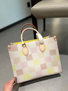Modelo do início da primavera bolsa de compras feminina sacola de couro genuíno padrão xadrez design bolsa de ombro bolsa de mão crossbody pacotes sacos