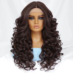 Schwarz Braune Lockige Perücke Synthetische Lace Front Perücken Für Frauen Ohne Kleber Blonde Orange Weibliche Spitze Perücke 13X4X1 Cosplay Haar Täglichen Gebrauch 240305