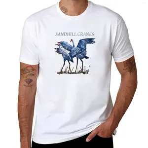 Herrtankstoppar Sandhill Cranes t-shirt grafik t-skjorta anpassade skjortor svart blank