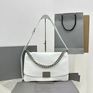 Дизайнерская мягкая сумка через плечо зеркального качества, черная, белая, из натуральной кожи с цепочкой, в наличии два размера, модная сумка через плечо, большой вместимости