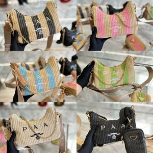 Straw Re Edition 2005 Designer shoulder bag high quality Crochet handbag Women woven raffias Crossbody Bags best-selling lady cross-body luxury bag chain bag totes