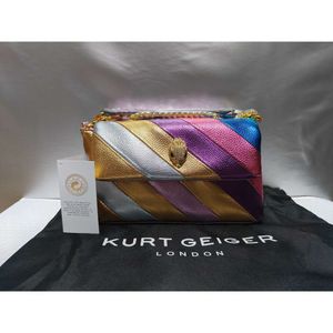 Borsa da donna a tracolla patchwork a contrasto di colore con testa d'aquila, borsa a tracolla Kurt Geiger London