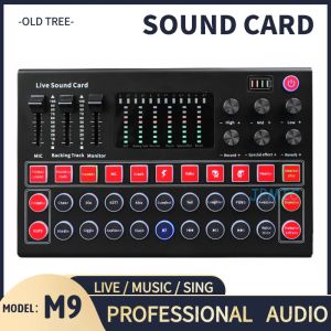 Microphones Audio Interface M9 Usb Sound Card Audio Microphone Webcast Live Sound Card External Usb Bluetooth Function For Phone PC Dropship