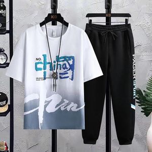 Männer Trainingsanzüge Männer Sets Marke Mode 2024 Drucken Casual T-shirt Hosen Jogginghose Streetwear 2 Stück