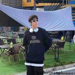 Correct and verified version of B family's autumn and winter artistic style trend black unisex round neck hoodie {category}