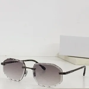 Óculos de sol 50144u polígono sem aro senhoras marca designer liga uv400 homens frança estilo frameless corte óculos com caso