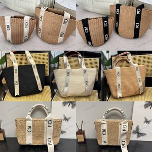 Большая пляжная сумка Raffias Роскошная сумка Woody Weave Shopper Сумки на плечо кошельки Вязание крючком Соломенные сумки Женские мужские летние сумки через плечо бродяга с карманом-клатчем