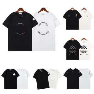 2024 Mens Basic T Shirt Womens Designer Duplo Bordado Emblema Camisetas Homens Gráfico Tees Verão Camiseta