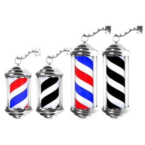 Tools Rainproof Barber Pole LED Light Rotating Hair Salon Sign Light Save Energy W/ Hanging Bracket Barber Pole Stand Lamp for Party