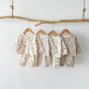 MILANCEL Baby Pajama Set Waffle Shirt And Shorts Boys Sleeping 240313