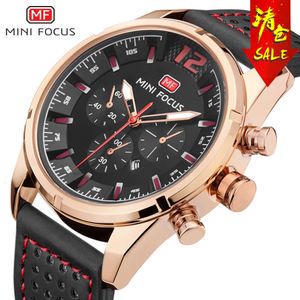 Mężczyzny WatchJapanese Muchuledar Nocne światło Waterproofleather Pasek Trzy oko 0005g