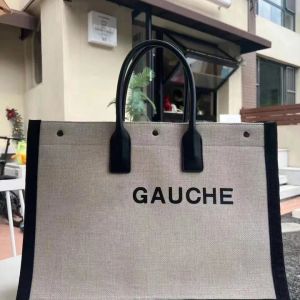 Designer Bag Rive Gauche Beach Tote Bag Summer Bag Kvinnor Canvas och Weave Leather Large Capacity Handväska Luxury Fashion Shopping Handväska Top Linen Travel
