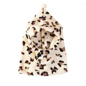 Abbigliamento per cani Beanie Hat Leopard Head Wrap per cani Simpatico snood per animali domestici con coulisse Scalda orecchie termico Cat Chinchilla