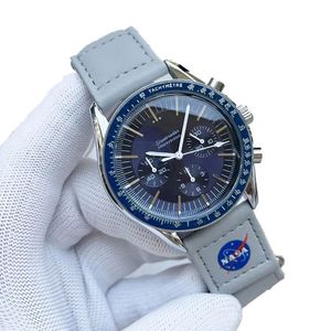 Moonswatch Automatisk kvarts titta på män damer vattentäta lysande högkvalitativa läderband armbandsur moonswatch