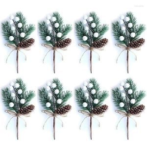 Decorative Figurines White Christmas Berries/Berry Stems Pine Branches & Artificial Cones/White Holly Spray/Wreath Picks For Decor