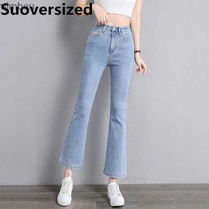 Women's Jeans Fashion High Waist Flare Jeans Vintage Washed Slim Vaqueros Stretch Womens Bell-bottoms Korean Streetwear Denim PantalonesC24318