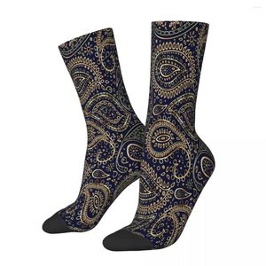 Herrstrumpor Pretty Gold Bohemian Art Paisley Babylon Water Drop Male Herr Women Winter Strumpor Polyester