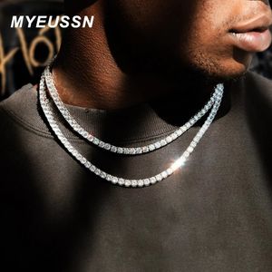 Iced Out Tennis Chain Necklace for Men Jewelry Chain Cubic Zircon 4MM Choker Hip Hop Crystal Necklace Women collares Gift 240315