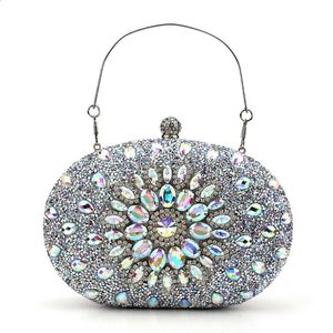 Donne Dining Borsa Fashion Sunflower intarsiato Diamond Banquet Hand Dress Bag della serata 240402