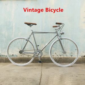 Bicycle Vintage Bicycle Silver Acciaio in acciaio con ciclismo per pendolarismo per bici a velocità singola leggera