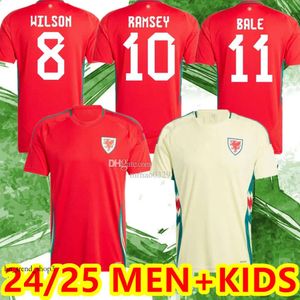 2024 25 Wales Futebol Jerseys Bale Wilson Allen Ramsey World National Team Cup Rodon Vokes Home Camisa de Futebol Manga Curta Adulto Uniformes Fãs Jogador 668