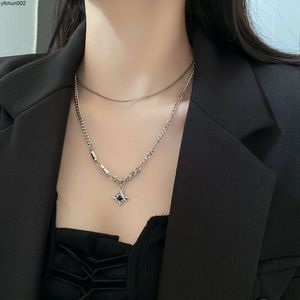 Small Design Black Zircon Star River Mang Necklace Womens Light Luxury Ins Hip Hop Sweet Cool Versatile Jewelry Fashion Accessories S1ox