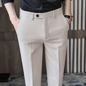 Britischer Stil, Herbst, neue, solide, hochwertige Anzughose für Herren, Slim-Fit, lässige Bürohose, formelle gesellschaftliche Party-Set-Hose 240318