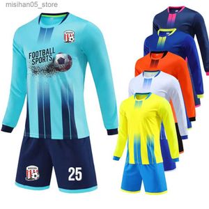 Camisas 23/24 nova temporada de manga comprida camisa de futebol para meninos DIY personalizado sublimação em branco equipe uniforme de futebol conjunto Q240318