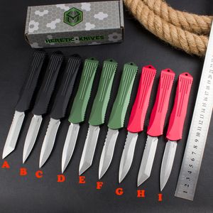 New Heretic OTF Automatic Knife white D2 Steel Blade Aviation Aluminum Handle Camping Outdoor Tactical Combat Self-defense Knives