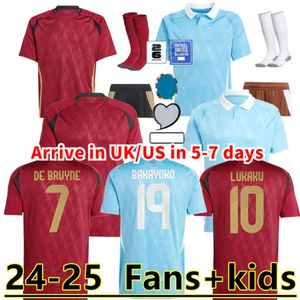 Совершенно новые футбольные майки 24 25 Home Away BELGIUM DE BRUYNE R.LUKAKU E.HAZARD 2024 Euro Cup Мужская рубашка MERTENS BATSHUAYI TIELEMANS T.HAZARD Версия для фанатов игрока для взрослых