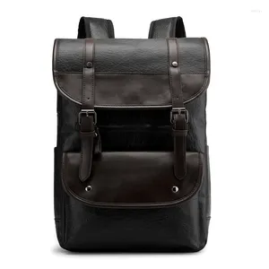 Mochila vintage homens para adolescentes sacos de escola masculino grande capacidade laptop mochilas viagem de couro