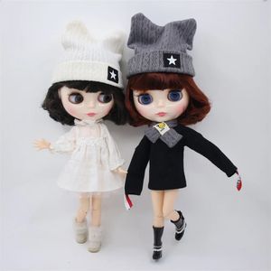 ICY DBS Blyth doll joint body short oil hair and Tan skin glossy faceblack matte face special price icy Licca toy girl gift 240307