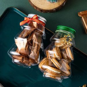 6PCSクリスマスツリー甘いジャーキッズDIYギフトキャンディークッキースナックチョコレートパッキングオーガナイザークリスマスデコレーションボックス240307