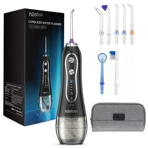 Irrigadores orais H2ofloss Water Pine Oral Rinser HF-6 portátil elétrico dental sem fio oral 5 bicos dicas para limpeza de dentes e fornecimento de saúde J240318