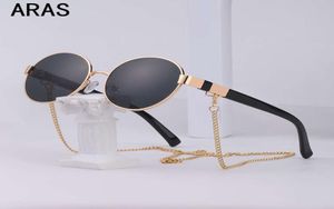 Kedja trendiga retro solglasögon 2021 klassisk vintage rund ramhållare halsband solglasögon lyx varumärkesdesigner ögonmewear uv4008755680