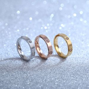 Skruv Carter-ringar Spikar sex-diamant titanstålring för män kvinnor med elegant temperament diamant inlagd rostfritt smycken p9of