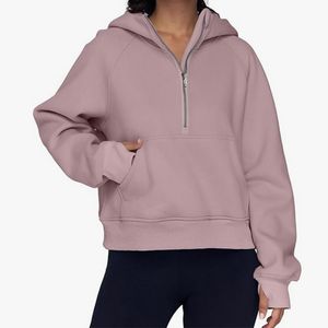 Kvinnors topp 2023 New Women's Autumn/Winter Hooded dragkedja Ficka Löst tröja