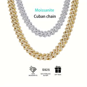 1pc S Moissanite Cuban Chain/platinum Golden/goldne/multi-size Necklace for Men Women