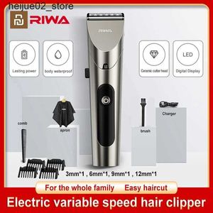 Barbeadores elétricos RIWA máquina de cortar cabelo elétrica lavável velocidade variável máquina de cortar cabelo profissional com cabeça de corte de aço carbono Q240318