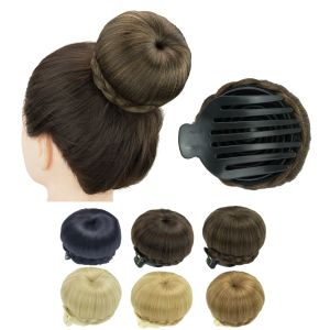 Chignon soowee syntetiska hår flätade chignon dansare hår donut hårstycken scrunchie klo falsk hår bulle cover updo för kvinnor