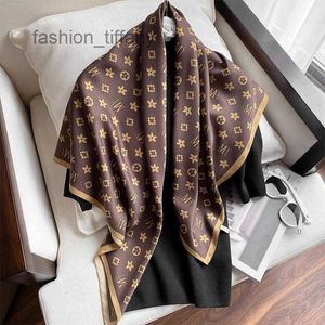 Halsdukar Silk Scarf Women Fashion Letter Vfoulard Satin Shawl Big Size 90*90cm Square Hair / Head Bandana Hijab Handduk